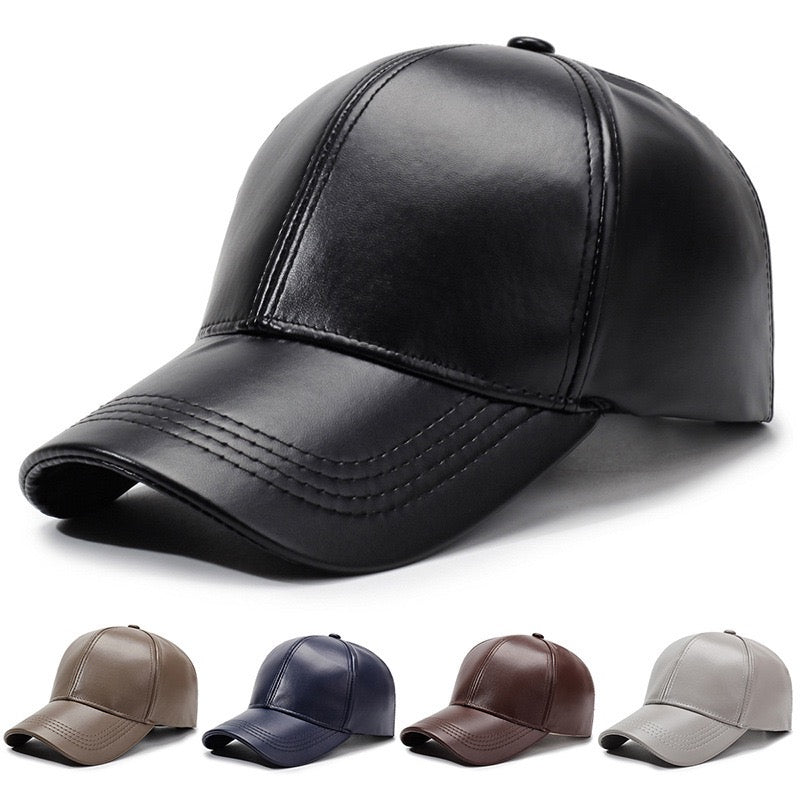 Men's PU Leather Baseball Cap Casual Adjustable Hat