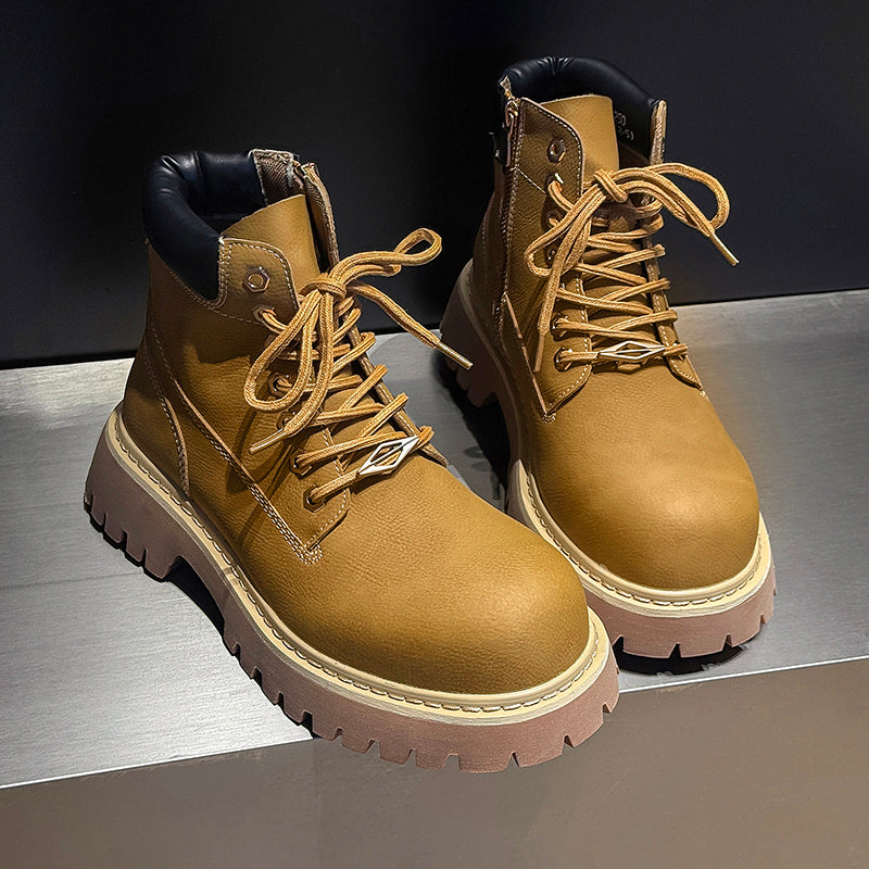 Men's British-Style Premium Riding Short Lace-Up Boots
