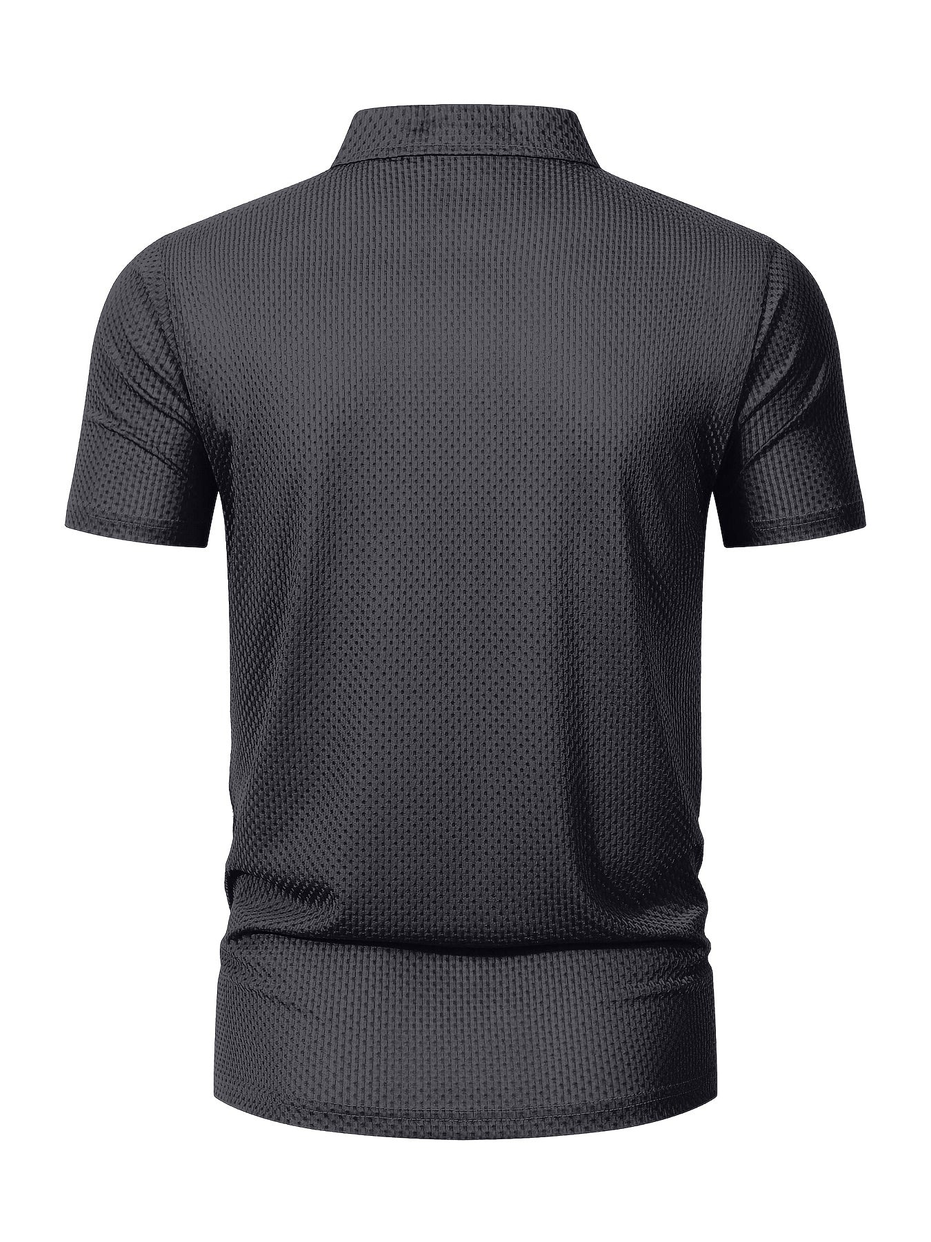 Summer Sports Casual Wear High-End Front Button Short Sleeve Shirt Breathable Turn- Collar Mesh Stretch Solid Color Top Golf Business Men's Short Sleeve - ayq