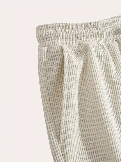 Men's Athletic Waffle Shorts with Drawstring Waist and Pockets