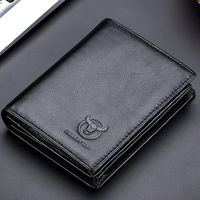 A Lightweight Men'S Leather Wallet Designed for Casual Use, Featuring a Compact Bi-Fold Style, Ample Space for , a Passport Compartment, Multiple Card Slots, And a Storage Pouch for Tickets And - ayq