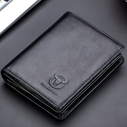 A Lightweight Men'S Leather Wallet Designed for Casual Use, Featuring a Compact Bi-Fold Style, Ample Space for , a Passport Compartment, Multiple Card Slots, And a Storage Pouch for Tickets And - ayq