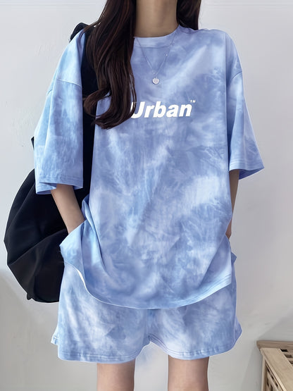 Women's Tie-Dye Loose Fit Short Sleeve Pajama Set