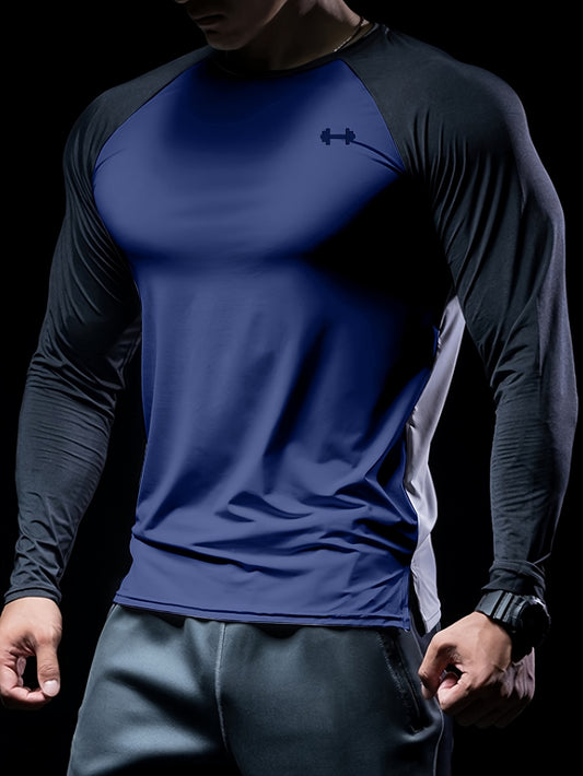 Տղամարդկանց Color Block Athletic Muscle Fit շապիկ, տղամարդկանց շնչառական կոմպրեսիոն շապիկ, հարմարավետ վերնաշապիկ ամառային սպորտի համար