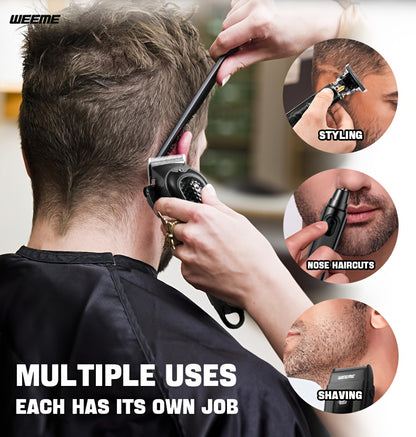 WEEEME 4pcs Men'S Electric Hair Clipper, Nose Hair Clipper, Shaver Set - Wireless USB Charging Professional Hair Clipper Set with Lithium Battery - His Ideal Gift, Hair Accessories | Modern Hair Clipper Tools