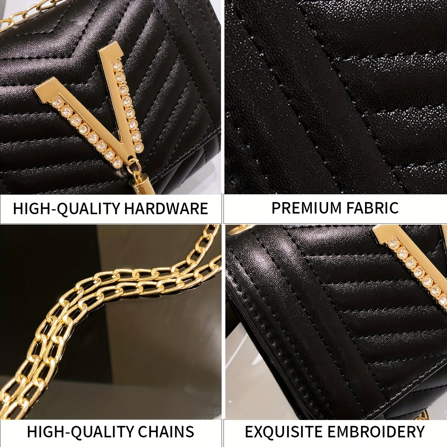 Կանացի կրծկալով պայուսակ, փայլուն քարերով կարված դրամապանակ՝ ամենօրյա օգտագործման համար