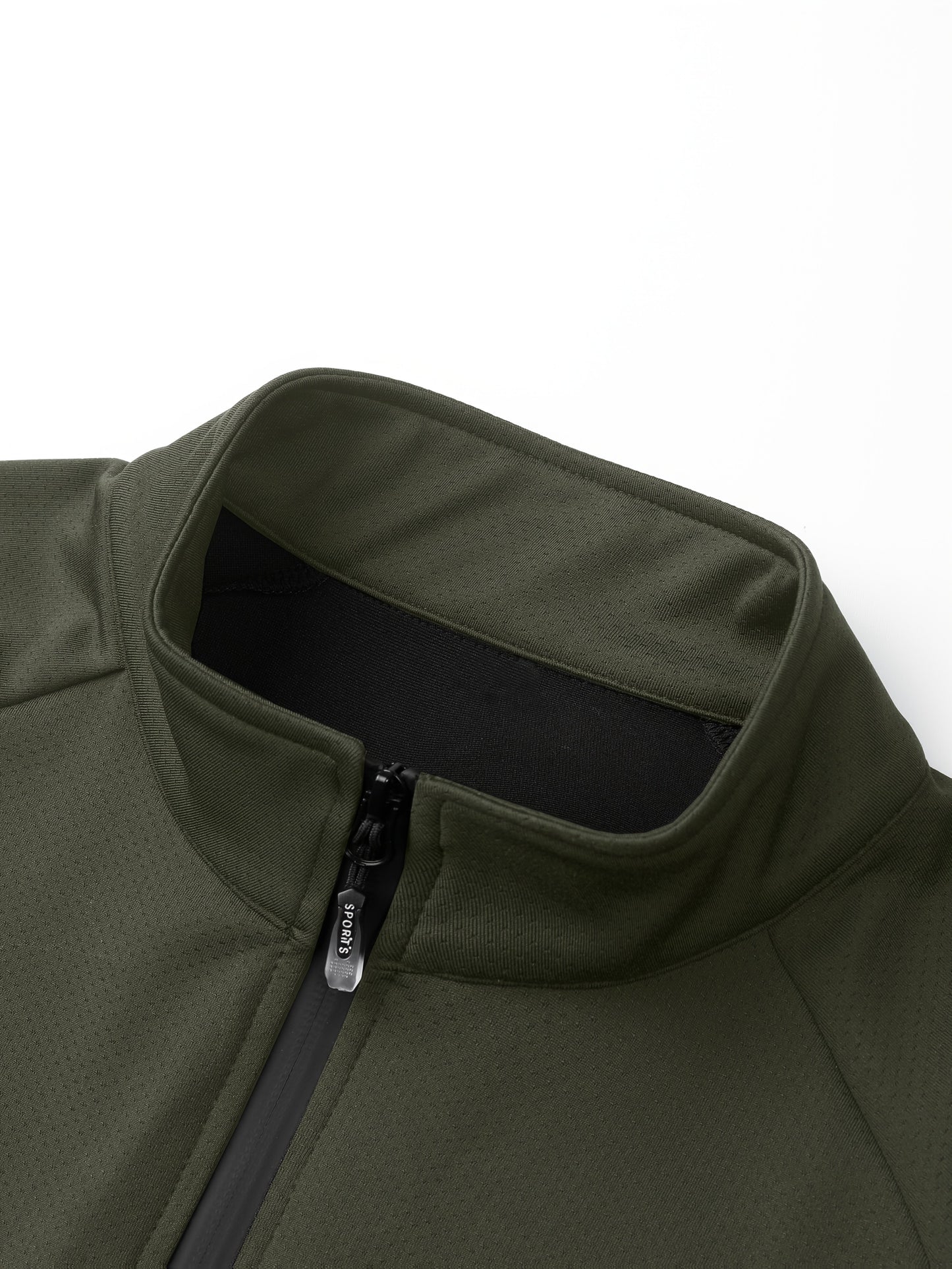 Men'S Slim Fit Quick-Dry Zip-Up Jacket - Lightweight Comfort Fabric, Stand Collar, Long Sleeves for Running & Outdoor Activities, Olive Green, Fall/Winter Casual Sportswear, Sportswear | Sleek Design | Durable Sportswear