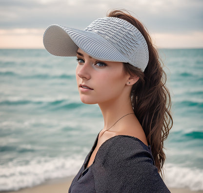 Casual Elastic Knitted Cap, Breathable Women's Empty Top Sunshade Hat For Outdoor Sports And Sun Protection