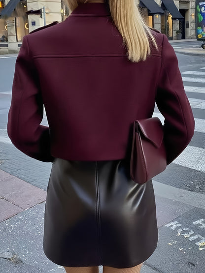 Women'S Elegant Long Sleeve Jacket - Button-Front Closure, Structured Non-Stretch Fabric, Fall/Winter Coat for Everyday & Formal Outfits - Office, Party
