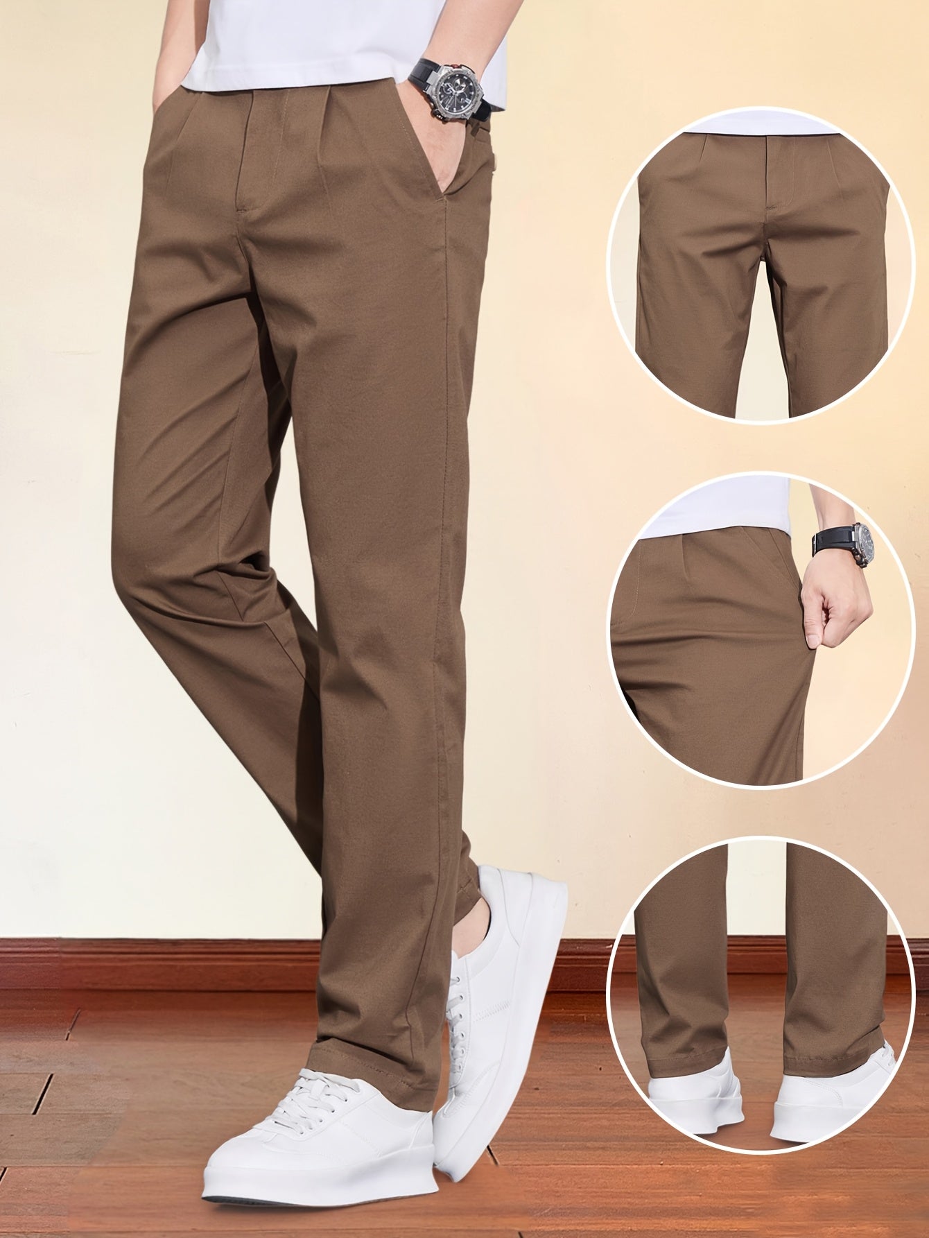 Men's Korean-Style Cotton Blend Casual Trousers for All Seasons