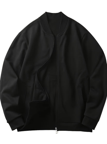 Men's Lightweight Stand Collar Jacket - Olive Green Softshell Zipper Jacket with Pockets, Regular Fit for Spring/Fall Hiking & Casual Outdoor Wear, Hiking Accessories