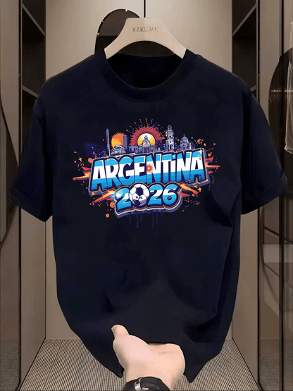 Men's 2026 World Cup T-Shirt - Casual Soccer Tee, Breathable Polyester
