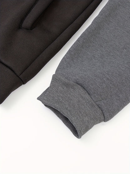 Տղամարդու գունավոր բլոկներով գլխարկով բաճկոն սպորտի և բացօթյա սպորտի համար, նորաձև հանգստի համար