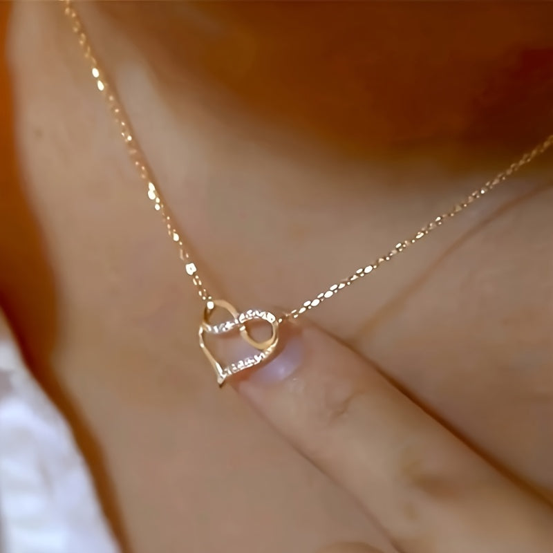 Women's Elegant Heart Pendant Necklace with Zirconia