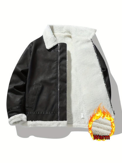 Men'S Heavy-Duty Full-Zip Jacket - Thick Winter Coat with Full-Zip Closure, Lapel Collar, Non-Stretch Fabric - Cold Weather Outerwear for Formal & Casual Events, Winter Jacket, Formal Event Attire, Sleek Design, Durable Const