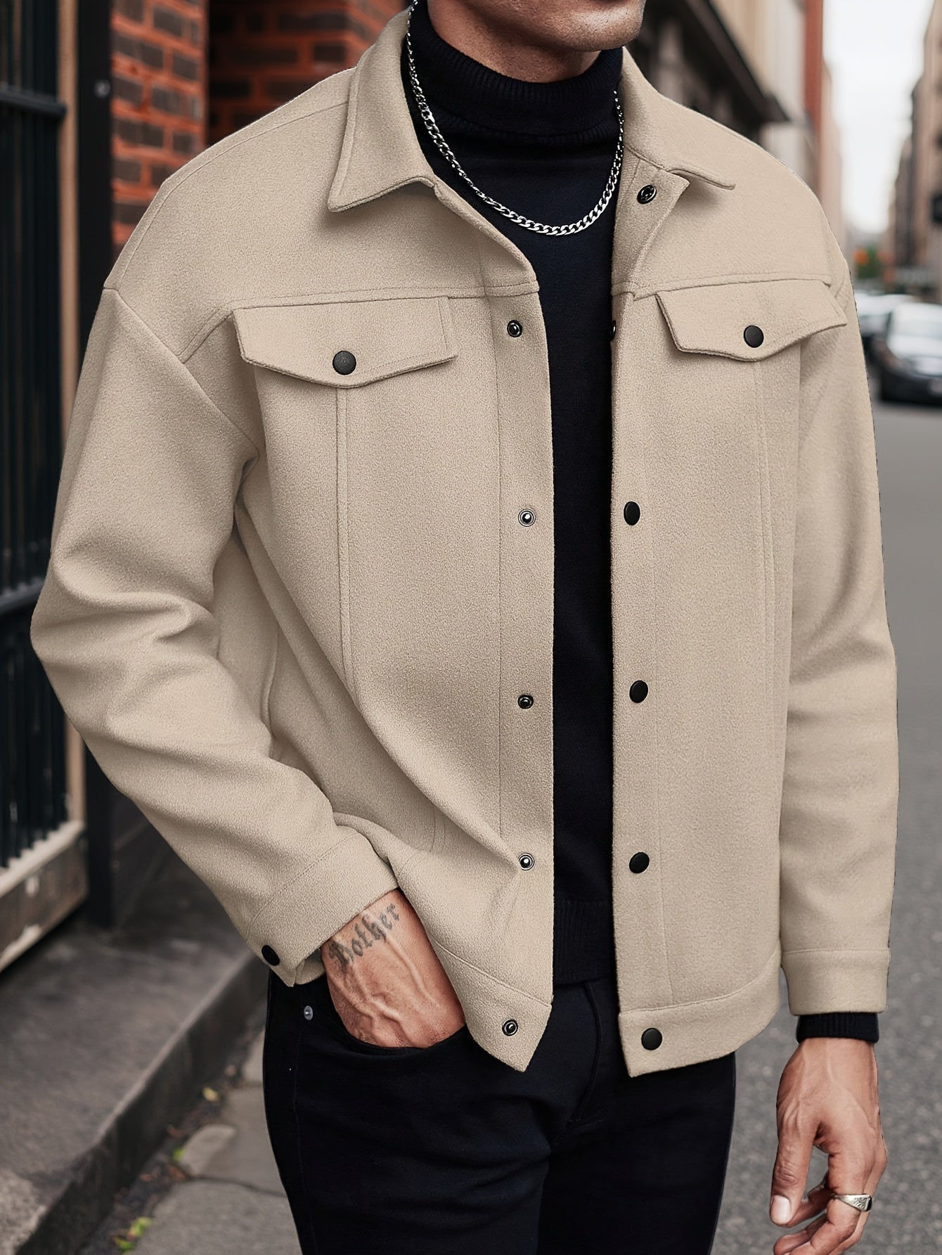 Fashionable and Comfortable Autumn Men's Casual Front Button Drop Shoulder Coat, Suitable for Husband Outings, Work, Parties, Dates, Travel, Date Night Outfit, Party Coat, Modern Menswear, Stylish Men's Wear, Quality Stitchin