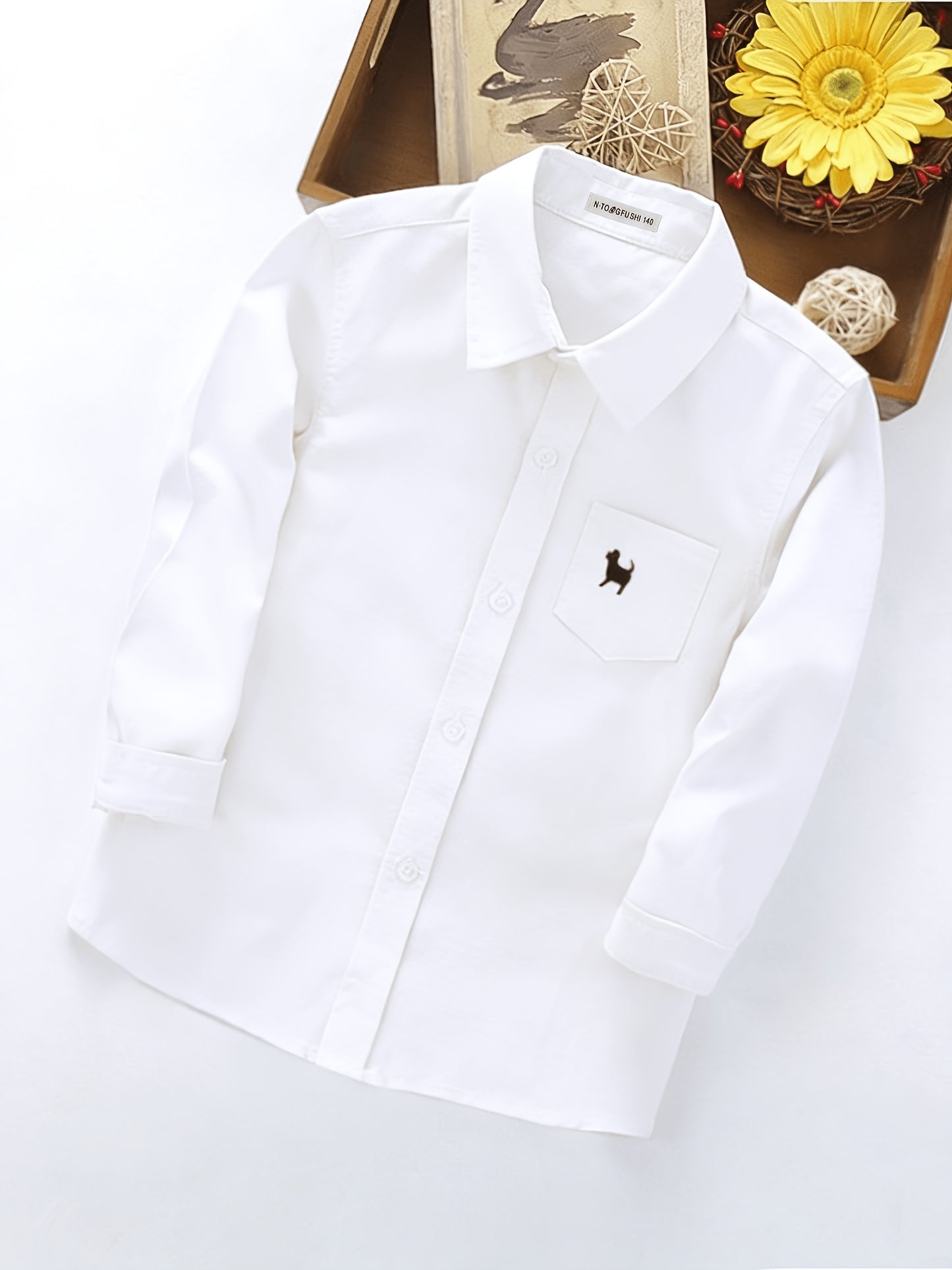 Boys' Preppy Long Sleeve Cotton Blend School Shirt