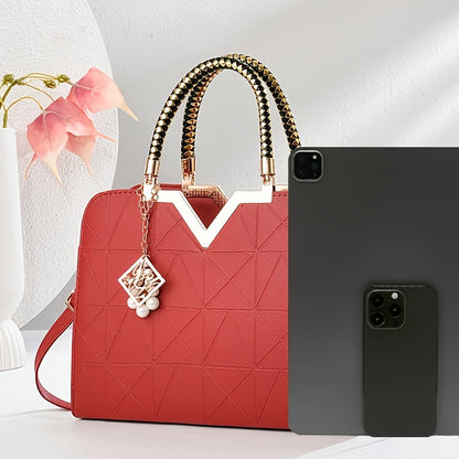 Elegant Large Capacity Black PU Crossbody and Handbag for Women