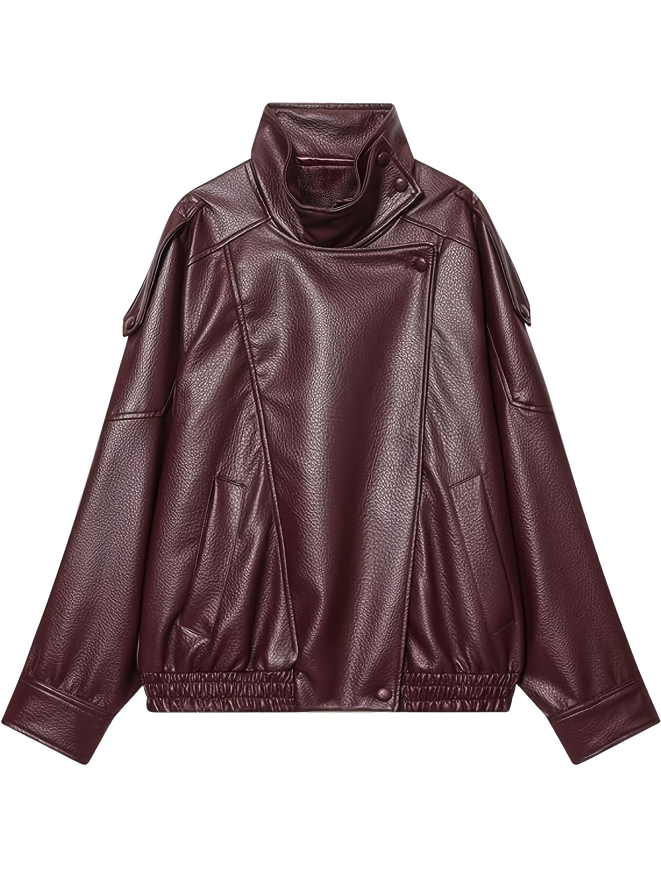Women's Vintage H-Line Loose Polyester Jacket with Stand Collar