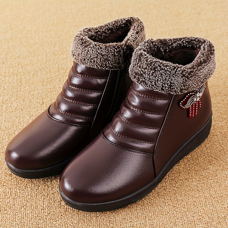 Կանացի հարմարավետ և տաք կոշիկներ աշնան և ձմռան համար, կարճաճիտ բրդյա երեսպատմամբ, ձնագնաց կոշիկներ, կաշվե կոշիկներ, փայլուն սև պլատֆորմով կոշիկ, էլեգանտ անձրևային կոշիկ կանանց համար, տաք և հարմարավետ բոտիններ աշխատանքի համար, ցածր կոճով: