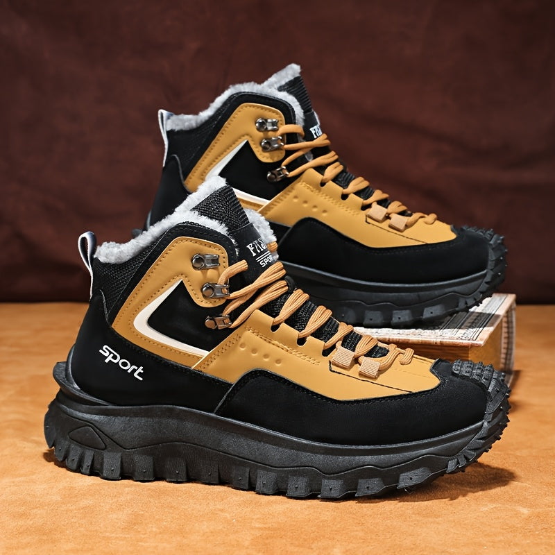 Men's Outdoor Hiking Shoes - Multi-Terrain Breathable Athletic Sneakers for Gym Training, High Elasticity Support & Anti-Slip Design, Lightweight and Warm Snow Sports Footwear