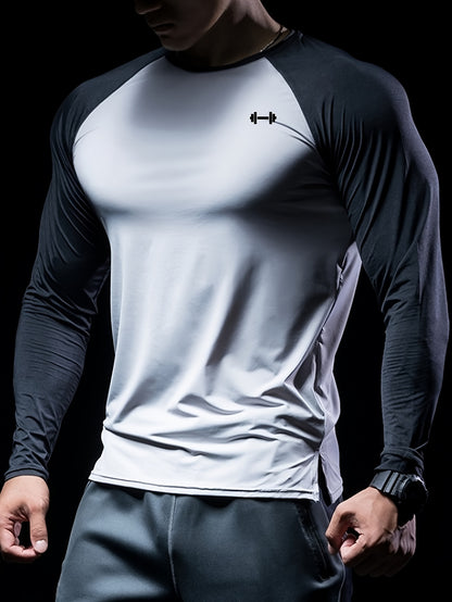 Տղամարդկանց Color Block Athletic Muscle Fit շապիկ, տղամարդկանց շնչառական կոմպրեսիոն շապիկ, հարմարավետ վերնաշապիկ ամառային սպորտի համար