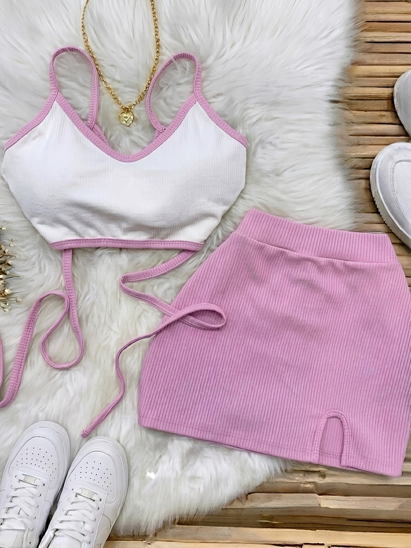 Sexy Spring Summer Halter Tank Top and Stretch Skirt Set
