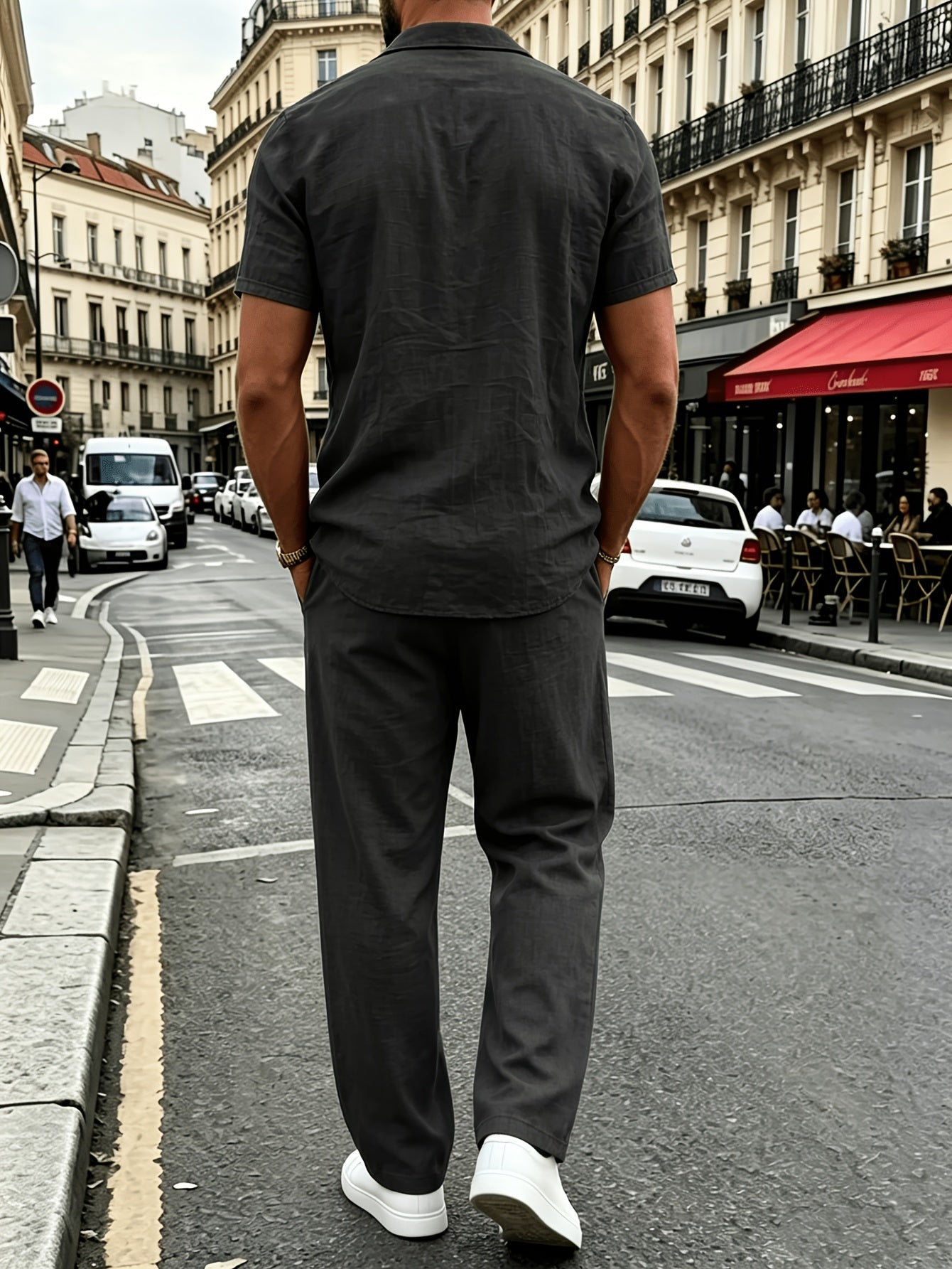 Men's Casual Linen Shirt and Pants Set for Summer Comfort
