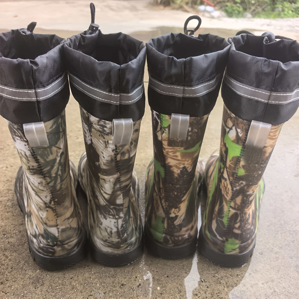 Men's Waterproof Camouflage PVC Rain Boots for Outdoor Work