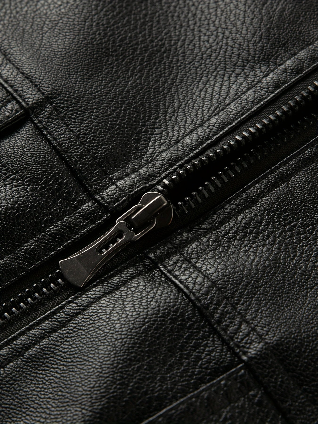 Men'S Faux Leather Bomber Jacket with Fleece Lining - Casual Motorcycle Style, Zip-Up, Long Sleeve, Drop Shoulder, Polyester Lining, Regular Fit, Outdoor & Hiking Wear, Outdoor Jacket | Bomber Jacket | Polyester Lined Jacket