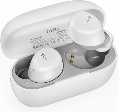 TOZO A1 Wireless Earbuds Bluetooth 5.3 Light Weight in Ear IPX5 Waterproof Headphones 2 Mic for AI Calls, Immersive Premium Sound Bass Headset with Charging Case, 32 Presets EQ Customization via App