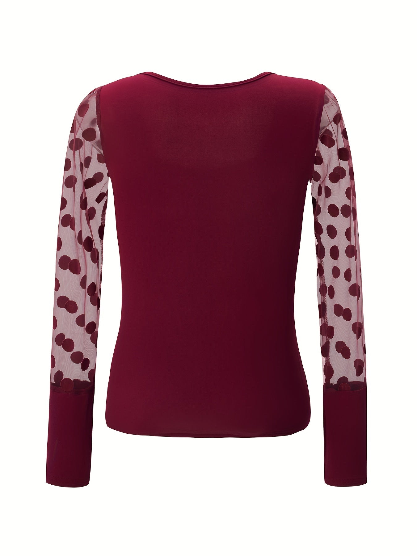 Նոր ոճի U-ձև օձիքով ցանցկեն, պոլկա կետերով երկար թևքով, միագույն, ներքնազգեստով, ամենօրյա, բազմակողմանի վերնաշապիկ