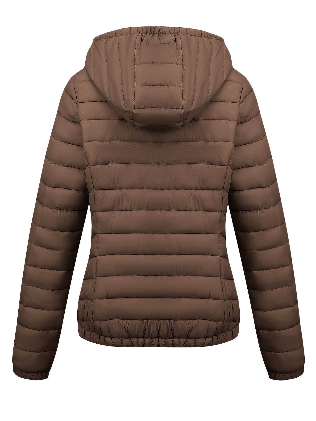 Կանացի թեթև, սև, գլխարկով ձմեռային բաճկոն՝ գրպաններով - Էլեգանտ երկար թևքերով վերնազգեստ, նեյլոնե նյութ, կայծակաճարմանդով դիզայն, իդեալական է առօրյա կամ ճանապարհորդության համար, ձմեռային վերարկուներ