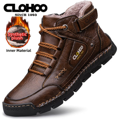 Men's Warm Winter Ankle Boots - Durable Handmade Lace-Up Chukas