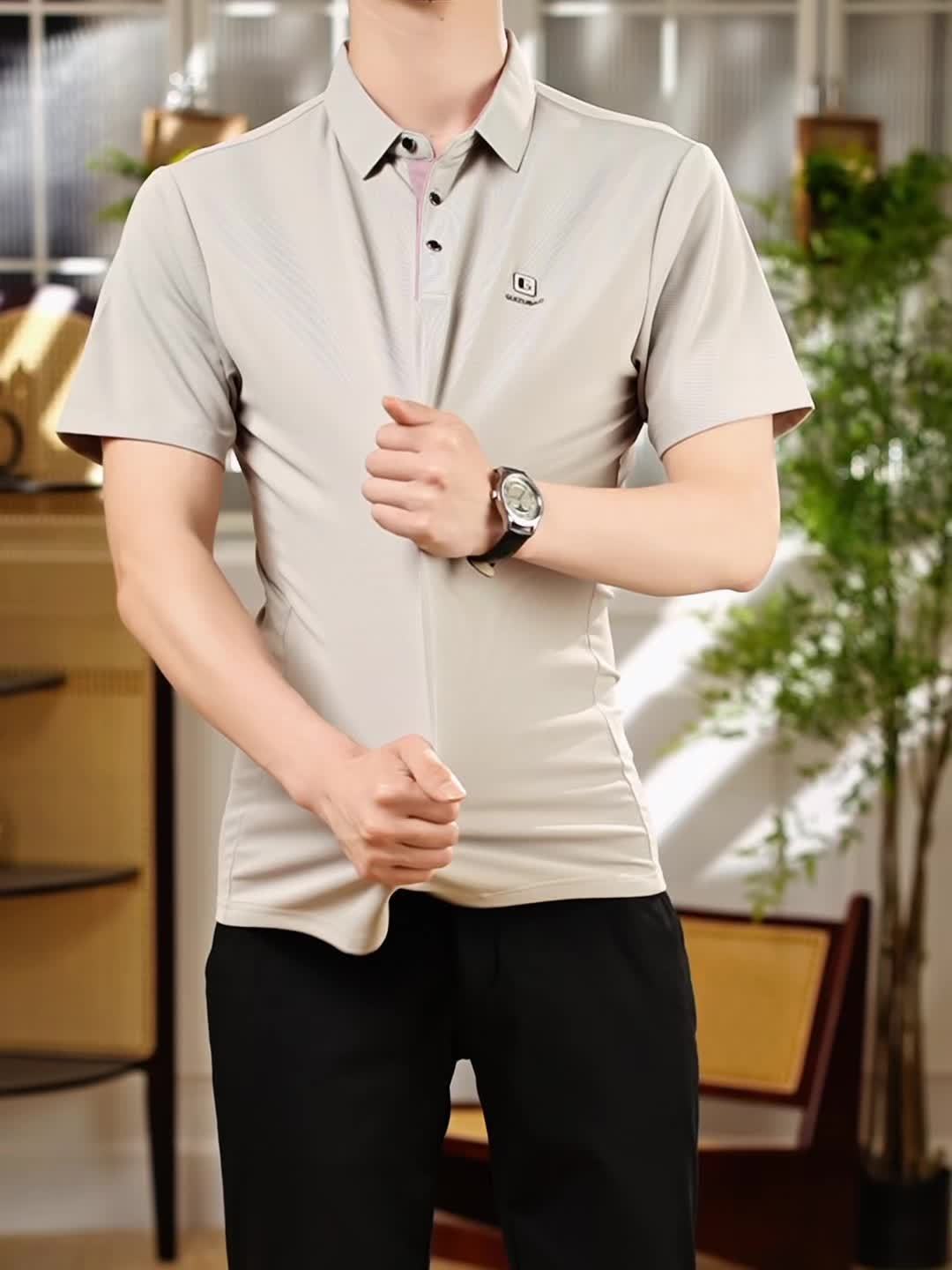 Men'S Summer Short-Sleeve Polo Shirt, Versatile T-Shirt Suitable for Everyday Wear - ayq