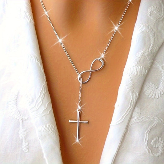 Մինիմալիստական ​​Lucky 8 նիշանոց Cross Short Necklace Jewelry