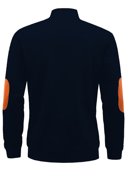 Men's Beige & Orange Contrast Full-Zip Jacket - Winter Warmth Loose-Fit Tailored Coat with Stand Collar, Zippered Pockets & Full-Zip Closure, Machine Washable Casual Outerwear for Men (Beige/Orange) - Ideal for Fall and Winte