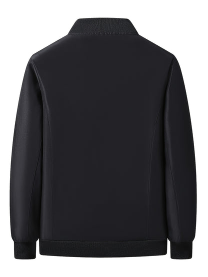 Men's Casual Lined Fleece Jacket with Baseball Collar
