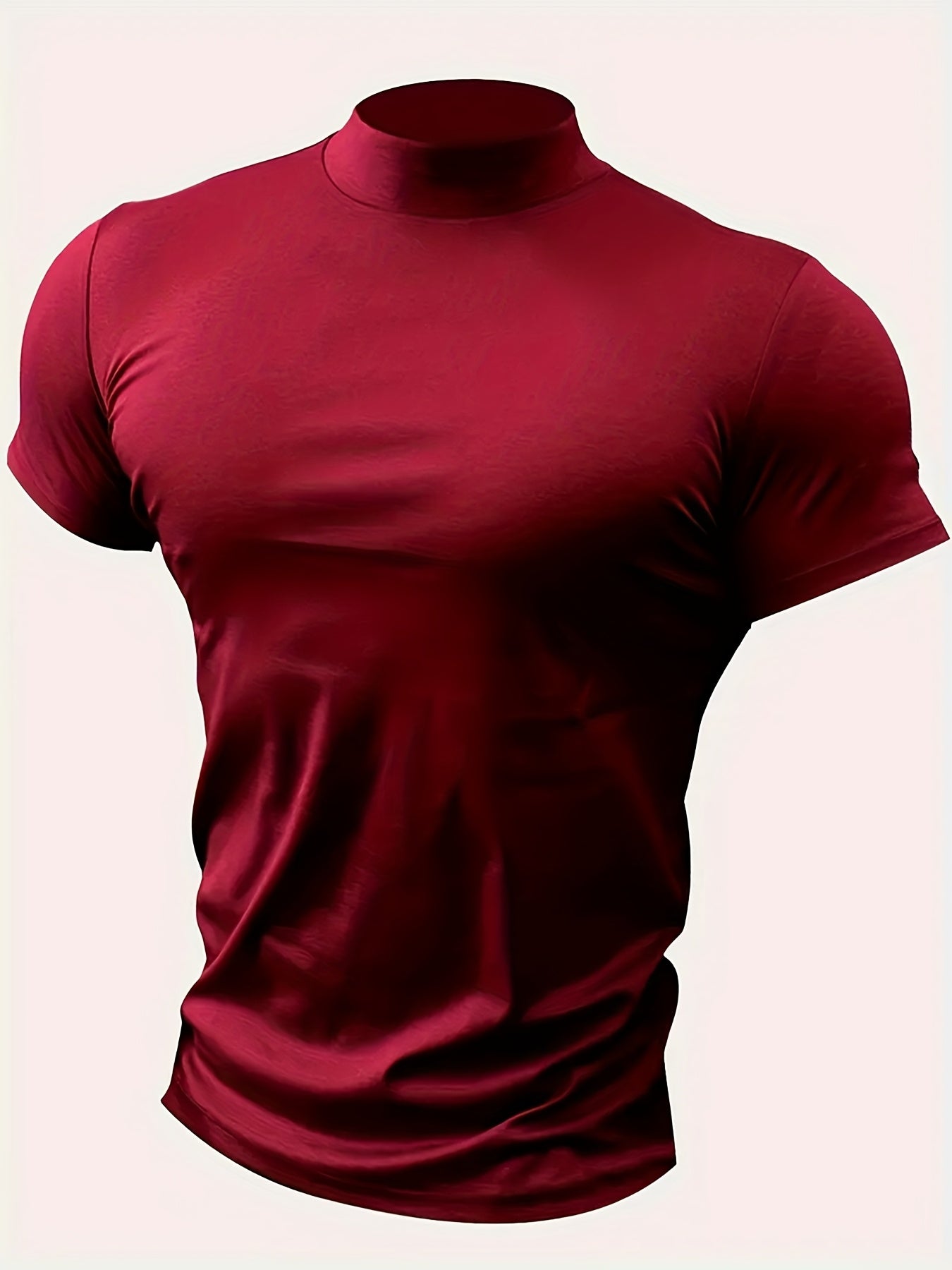 Men's High-Neck Short-Sleeve T-Shirt for Spring and Summer - Fashionable, Comfortable, and Essential for Casual Wear - ayq