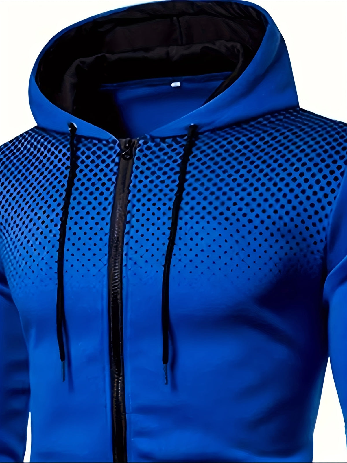 Men's Hooded Zip-Up Jacket Soft Polyester Fall Winter Sporty