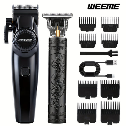 WEEME 3pcs/2pcs Hair Clippers for Men, All-in-One Grooming Gift Set, Professional Cordless Trimmer with T-Blade & Foil Shaver, LCD Display, Barber Kit for Men (Black) - ayq