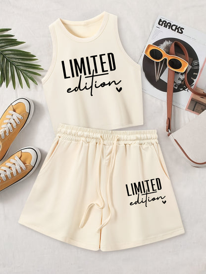 Casual Women's Two-Piece Set with Printed Top and Shorts