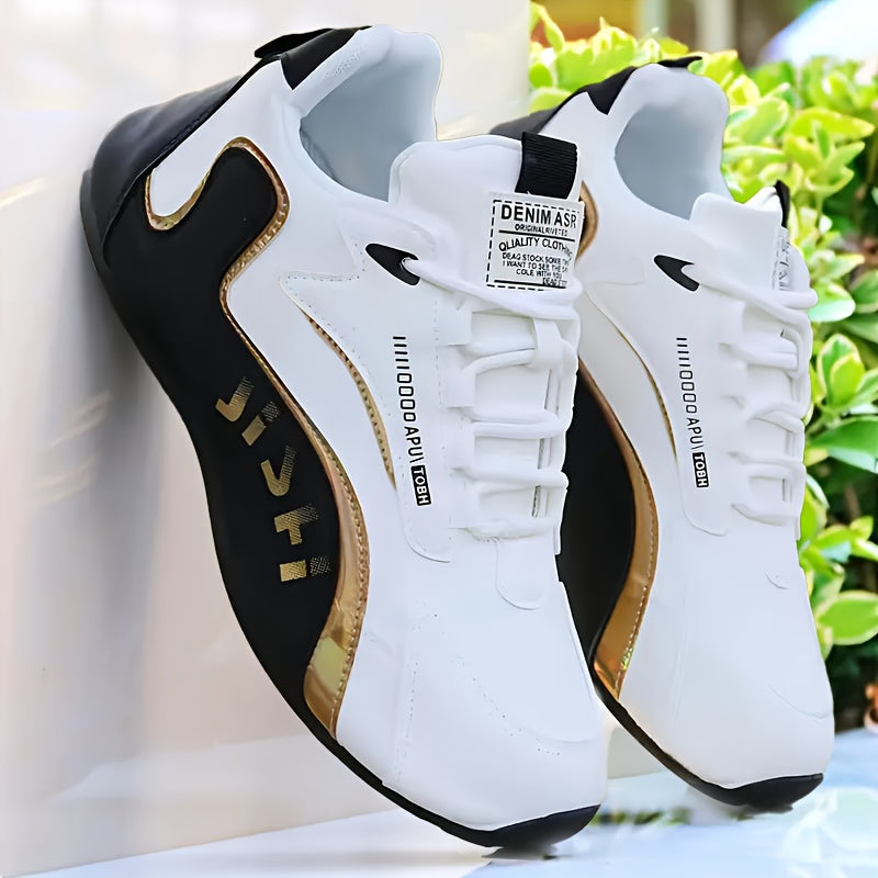Men's Casual Comfort Training Shoes, Low-Top Lace-Up Sneakers for Walking, Outdoor Activities, and Travel - PU Upper, Fabric Lining, PVC Sole