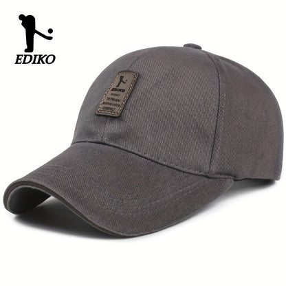 EDIKO Unisex Baseball Cap, 100%, Breathable Sun Protection Hat for Men & Women, Casual Outdoor Golf Cap, Woven, Hand Washable - Black