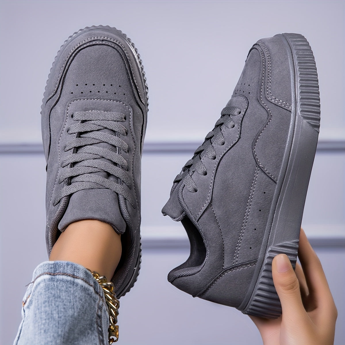Breathable Fashion Sneakers - Casual Lace-Up Sports Shoes, Beige Faux Cover Low Tops with Durable TPR Sole, Comfortable Fabric Lining for All Seasons, Versatile Slipons|Minimalist Sneakers|Synthetic Cover Sneakers