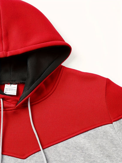Men's Color Block Hoodie - Casual Graphic Design Pullover With Kangaroo Pocket For Winter And Fall Streetwear - Great Gift