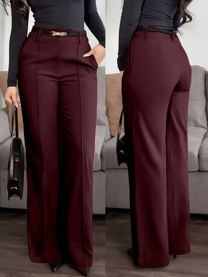 Women's Elegant Solid Color Wide-Leg Business Casual Pants