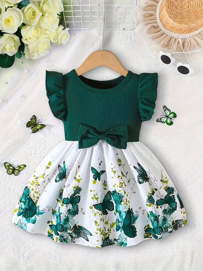 Baby Girls' Spring Summer Puff Sleeve Butterfly Dress