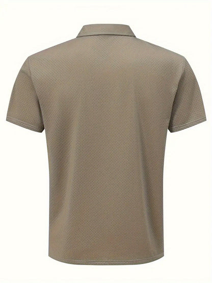 FS1128 Style Men'S Jacquard Polo Shirt with Unique Print Patterns, Casual Short Sleeves, Summer Fashion, Breathable Embossed Top, a Perfect Gift - ayq
