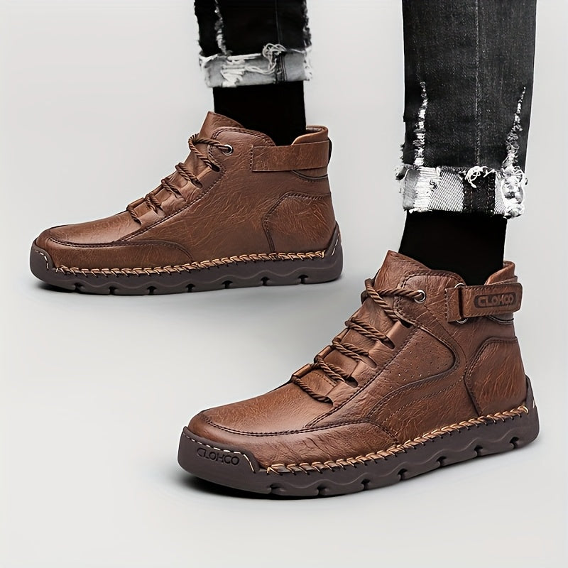 Men's Casual Mid-Top Lace-Up Rubber Sole Sports Shoes